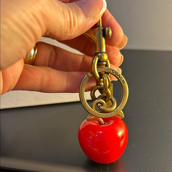 Coach Red Apple Charm with Gold Detail - Picture 3 of 13